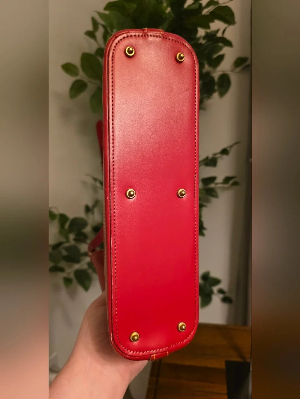 Dooney & Bourke Cabrio Red and Yellow Polka Dot Perforated Leather Hobo Purse